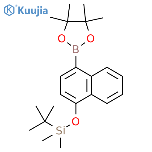 tert-Butyldimethyl((4-(4,4,5,5-tetramethyl-1,3,2-dioxaborolan-2-yl)naphthalen-1-yl)oxy)silane structure