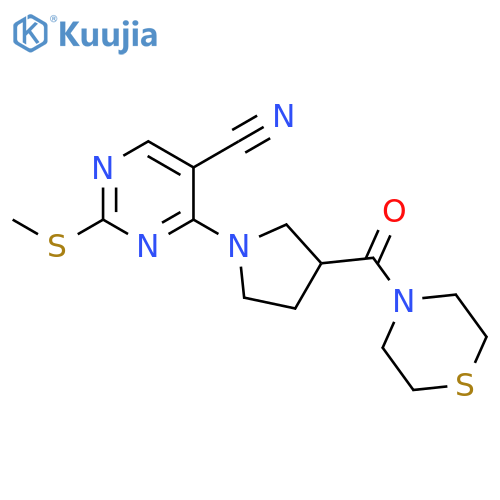 2-(methylsulfanyl)-4-[3-(thiomorpholine-4-carbonyl)pyrrolidin-1-yl]pyrimidine-5-carbonitrile structure