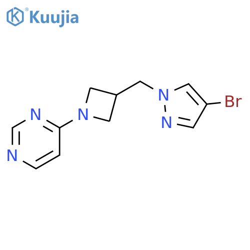 4-{3-[(4-bromo-1H-pyrazol-1-yl)methyl]azetidin-1-yl}pyrimidine structure