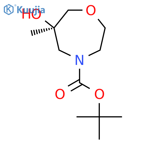 tert-butyl (6R)-6-hydroxy-6-methyl-1,4-oxazepane-4-carboxylate structure
