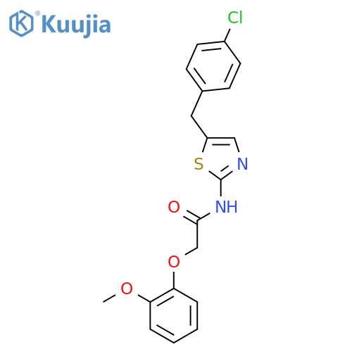 N-{5-(4-chlorophenyl)methyl-1,3-thiazol-2-yl}-2-(2-methoxyphenoxy)acetamide structure