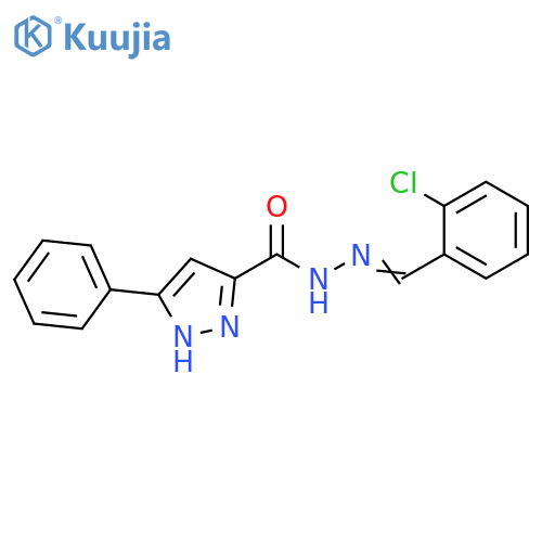 N'-(1E)-(2-chlorophenyl)methylidene-3-phenyl-1H-pyrazole-5-carbohydrazide structure