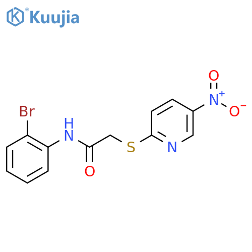 N-(2-bromophenyl)-2-(5-nitropyridin-2-yl)sulfanylacetamide structure