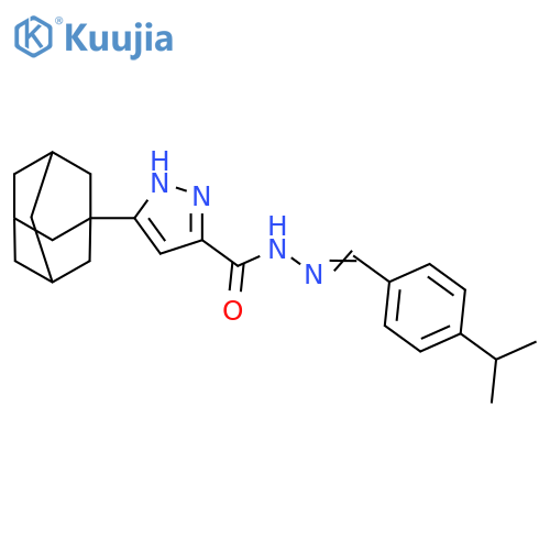 3-(adamantan-1-yl)-N'-(1E)-4-(propan-2-yl)phenylmethylidene-1H-pyrazole-5-carbohydrazide structure