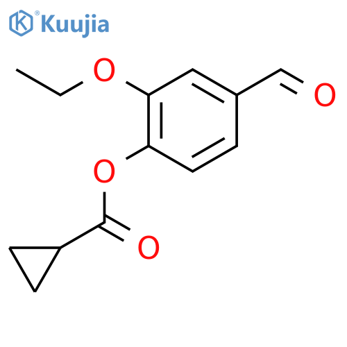 2-Ethoxy-4-formylphenyl cyclopropanecarboxylate structure