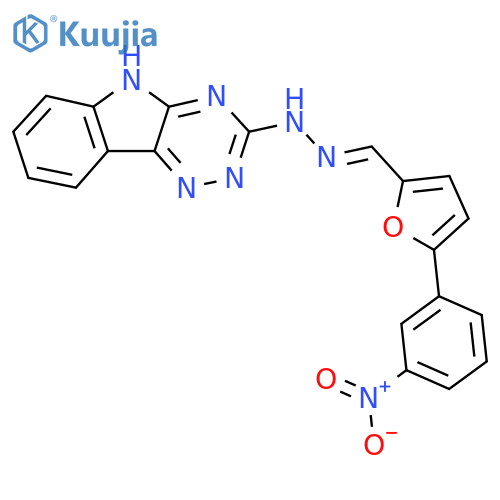 (E)-1-{5-(3-nitrophenyl)furan-2-ylmethylidene}-2-{5H-1,2,4triazino5,6-bindol-3-yl}hydrazine structure