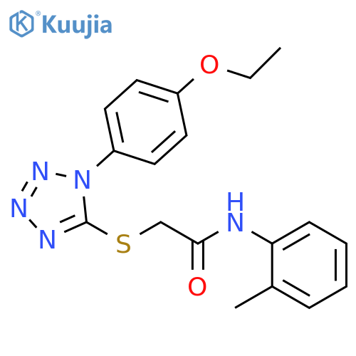 2-{1-(4-ethoxyphenyl)-1H-1,2,3,4-tetrazol-5-ylsulfanyl}-N-(2-methylphenyl)acetamide structure