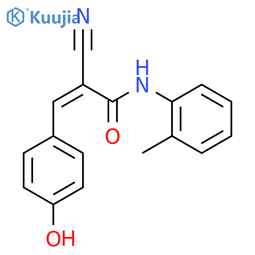 2-cyano-3-(4-hydroxyphenyl)-N-(2-methylphenyl)prop-2-enamide structure
