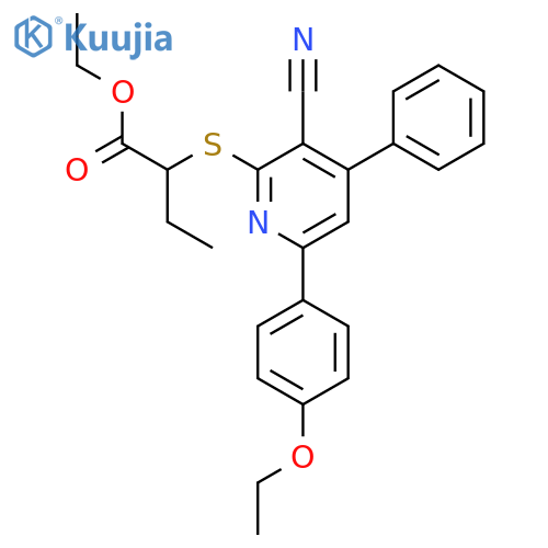 <br>2-[3-Cyano-6-(4-ethoxy-phenyl)-4-phenyl-pyridin-2-ylsulfanyl]-butyric acid  ethyl ester structure