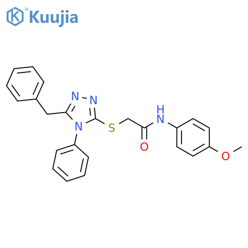 2-[(5-benzyl-4-phenyl-1,2,4-triazol-3-yl)sulfanyl]-N-(4-methoxyphenyl)acetamide structure