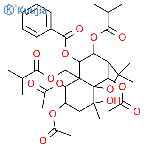 1,2,4,6,8,9,14-Heptahydroxydihydro-β-agarofuran; (1α,2α,4β,6β,8α,9β)-form, 9-Benzoyl, 8,14-bis-O-(2-methylpropanoyl), 1,2,6-tri-Ac structure