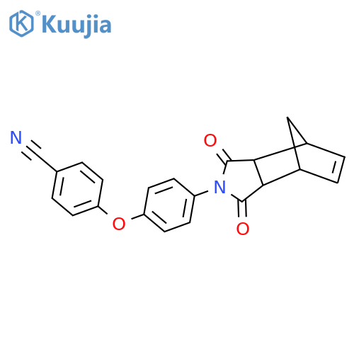 4-(4-{3,5-dioxo-4-azatricyclo5.2.1.0^{2,6}dec-8-en-4-yl}phenoxy)benzonitrile structure