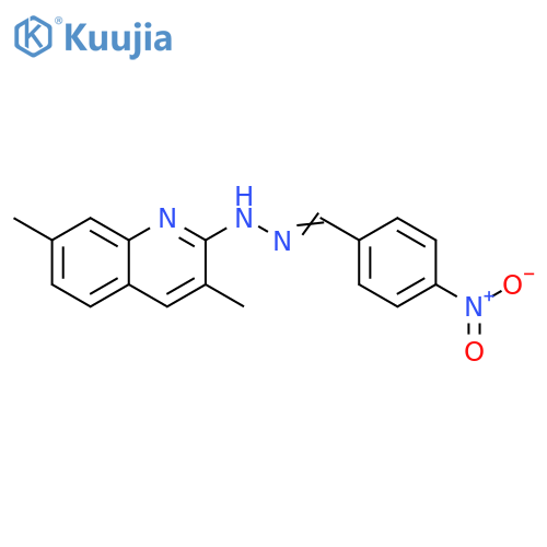 3,7-dimethyl-2-(E)-2-(4-nitrophenyl)methylidenehydrazin-1-ylquinoline structure