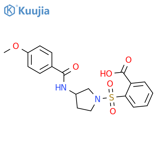 Benzoic acid, 2-[[3-[(4-methoxybenzoyl)amino]-1-pyrrolidinyl]sulfonyl]- structure