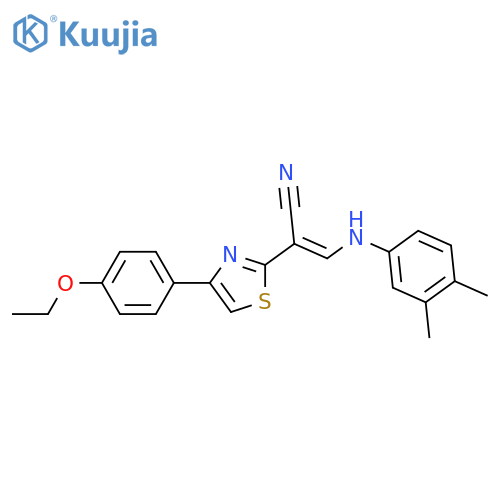 (2E)-3-(3,4-dimethylphenyl)amino-2-4-(4-ethoxyphenyl)-1,3-thiazol-2-ylprop-2-enenitrile structure
