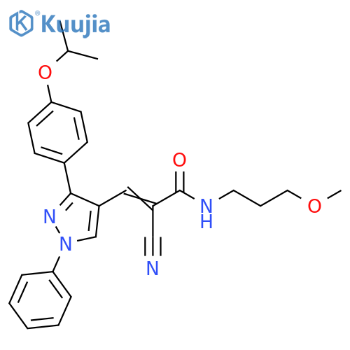 (E)-2-cyano-N-(3-methoxypropyl)-3-[1-phenyl-3-(4-propan-2-yloxyphenyl)pyrazol-4-yl]prop-2-enamide structure