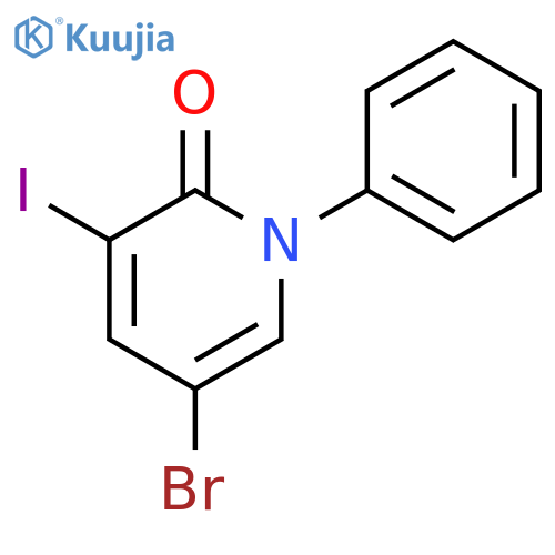 5-bromo-3-iodo-1-phenyl-1,2-dihydropyridin-2-one structure