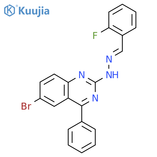 6-bromo-2-(E)-2-(2-fluorophenyl)methylidenehydrazin-1-yl-4-phenylquinazoline structure