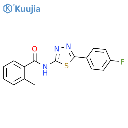 N-5-(4-fluorophenyl)-1,3,4-thiadiazol-2-yl-2-methylbenzamide structure