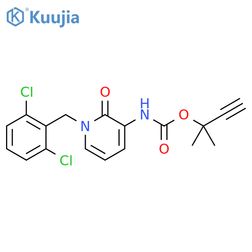 2-methylbut-3-yn-2-yl N-{1-[(2,6-dichlorophenyl)methyl]-2-oxo-1,2-dihydropyridin-3-yl}carbamate structure