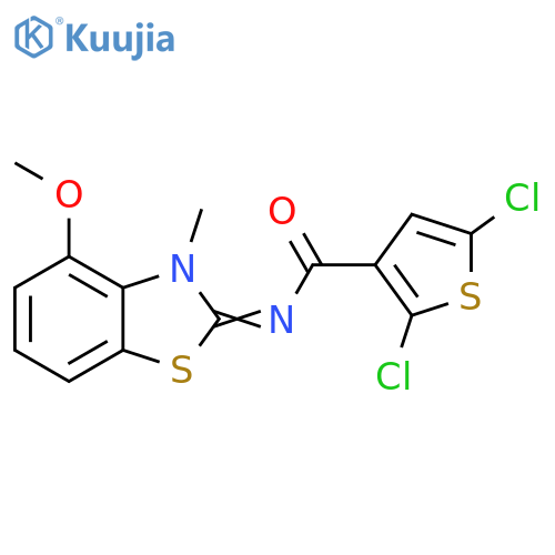 2,5-dichloro-N-(2E)-4-methoxy-3-methyl-2,3-dihydro-1,3-benzothiazol-2-ylidenethiophene-3-carboxamide structure