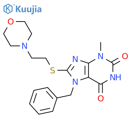 7-benzyl-3-methyl-8-{2-(morpholin-4-yl)ethylsulfanyl}-2,3,6,7-tetrahydro-1H-purine-2,6-dione structure