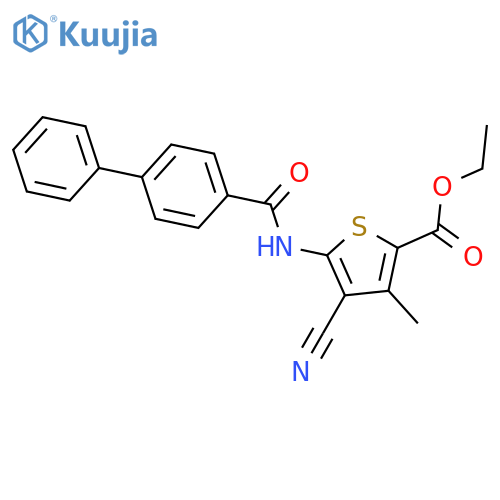 ethyl 5-{1,1'-biphenyl-4-amido}-4-cyano-3-methylthiophene-2-carboxylate structure