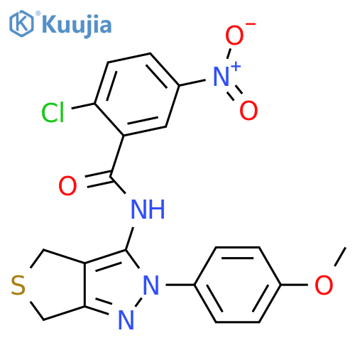 2-chloro-N-2-(4-methoxyphenyl)-2H,4H,6H-thieno3,4-cpyrazol-3-yl-5-nitrobenzamide structure