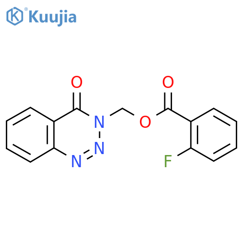 (4-oxo-3,4-dihydro-1,2,3-benzotriazin-3-yl)methyl 2-fluorobenzoate structure