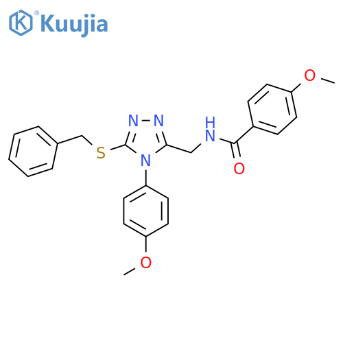 N-{5-(benzylsulfanyl)-4-(4-methoxyphenyl)-4H-1,2,4-triazol-3-ylmethyl}-4-methoxybenzamide structure