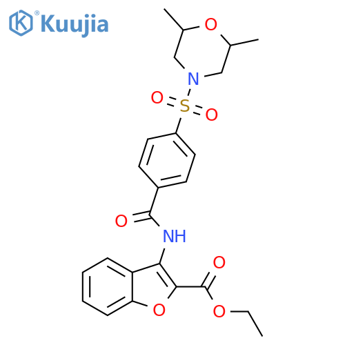 ethyl 3-{4-[(2,6-dimethylmorpholin-4-yl)sulfonyl]benzamido}-1-benzofuran-2-carboxylate structure
