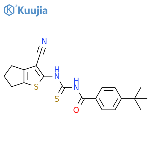 1-(4-tert-butylbenzoyl)-3-{3-cyano-4H,5H,6H-cyclopentabthiophen-2-yl}thiourea structure
