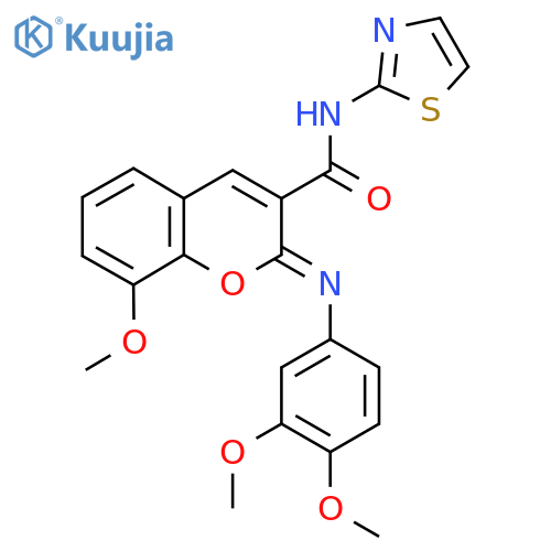 (2Z)-2-[(3,4-dimethoxyphenyl)imino]-8-methoxy-N-(1,3-thiazol-2-yl)-2H-chromene-3-carboxamide structure
