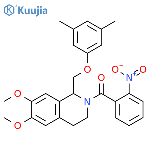 1-(3,5-dimethylphenoxy)methyl-6,7-dimethoxy-2-(2-nitrobenzoyl)-1,2,3,4-tetrahydroisoquinoline structure
