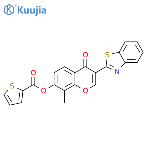 3-(1,3-benzothiazol-2-yl)-8-methyl-4-oxo-4H-chromen-7-yl thiophene-2-carboxylate structure