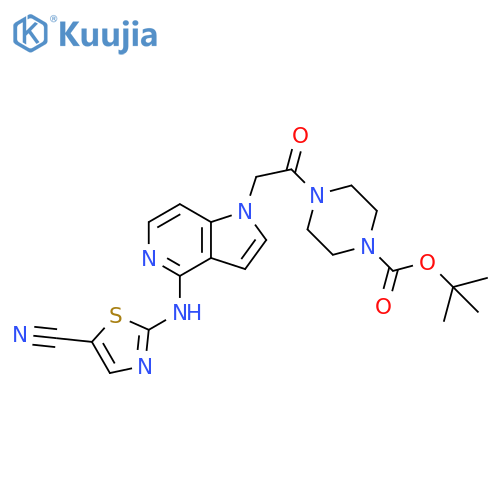 1-Piperazinecarboxylic acid,4-[[4-[(5-cyano-2-thiazolyl)amino]-1H-pyrrolo[3,2-c]pyridin-1-yl]acetyl]-,1,1-dimethylethyl ester structure