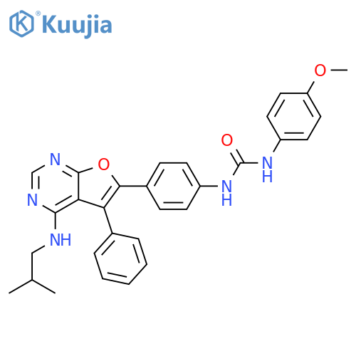 Urea,N-(4-methoxyphenyl)-N'-[4-[4-[(2-methylpropyl)amino]-5-phenylfuro[2,3-d]pyrimidin-6-yl]phenyl]- structure