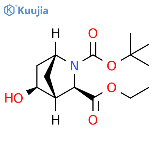 O2-tert-butyl O3-ethyl rel-(1S,3S,4S,5R)-5-hydroxy-2-azabicyclo[2.2.1]heptane-2,3-dicarboxylate structure