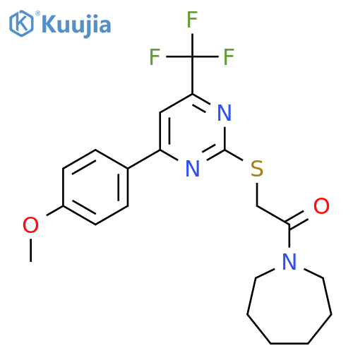 <br>1-Azepan-1-yl-2-[4-(4-methoxy-phenyl)-6-trifluoromethyl-pyrimidin-2-ylsulfa nyl]-ethanone structure