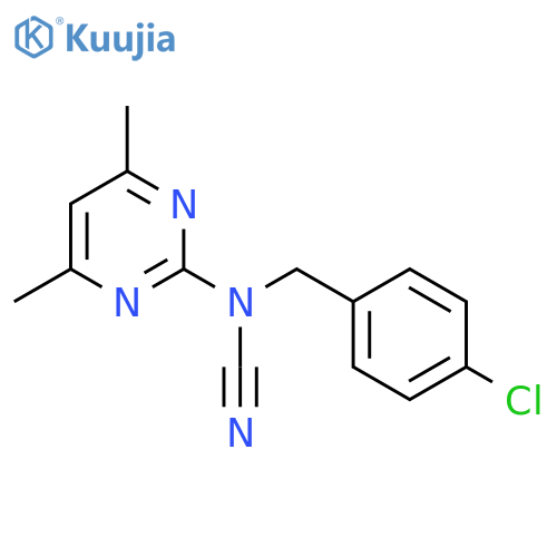 N-(4-chlorophenyl)methyl-N-cyano-4,6-dimethylpyrimidin-2-amine structure