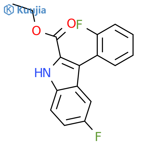 1H-Indole-2-carboxylic acid, 5-fluoro-3-(2-fluorophenyl)-, ethyl ester structure
