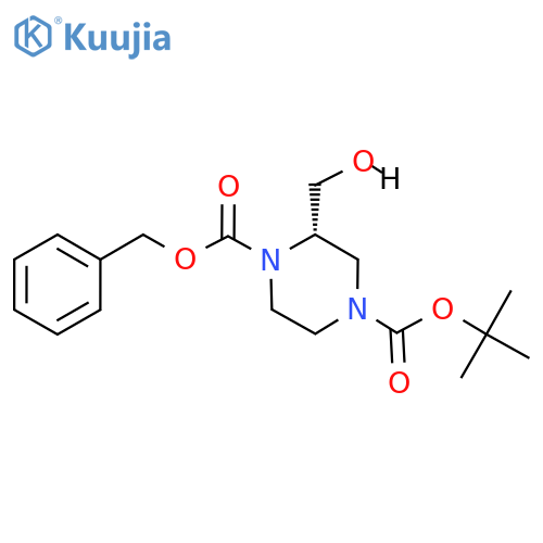 1-benzyl 4-tert-butyl (2S)-2-(hydroxymethyl)piperazine-1,4-dicarboxylate structure