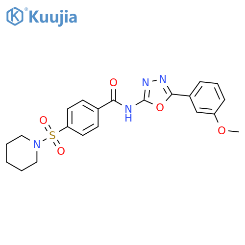 N-[5-(3-methoxyphenyl)-1,3,4-oxadiazol-2-yl]-4-(piperidine-1-sulfonyl)benzamide structure