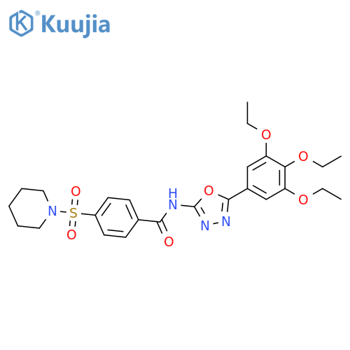 4-(piperidine-1-sulfonyl)-N-5-(3,4,5-triethoxyphenyl)-1,3,4-oxadiazol-2-ylbenzamide structure