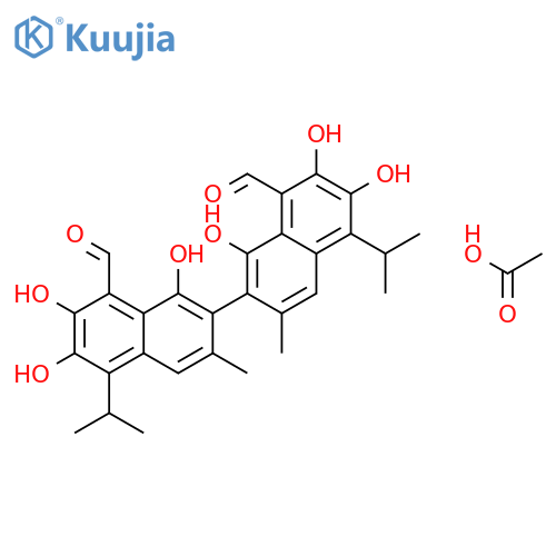 Acetic acid compound with 1,1',6,6',7,7'-hexahydroxy-5,5'-diisopropyl-3,3'-dimethyl-[2,2'-binaphthalene]-8,8'-dicarbaldehyde (1:1) structure