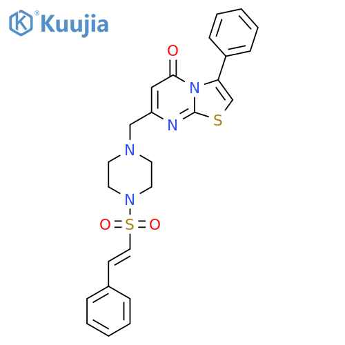 3-phenyl-7-{[4-(2-phenylethenesulfonyl)piperazin-1-yl]methyl}-5H-[1,3]thiazolo[3,2-a]pyrimidin-5-one structure