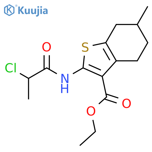 ethyl 2-(2-chloropropanamido)-6-methyl-4,5,6,7-tetrahydro-1-benzothiophene-3-carboxylate structure