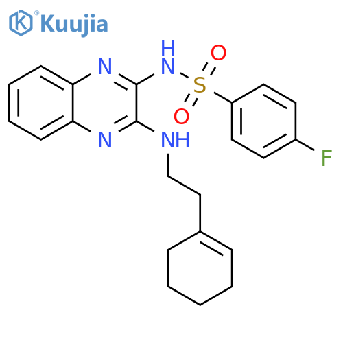 N-(3-{2-(cyclohex-1-en-1-yl)ethylamino}quinoxalin-2-yl)-4-fluorobenzene-1-sulfonamide structure