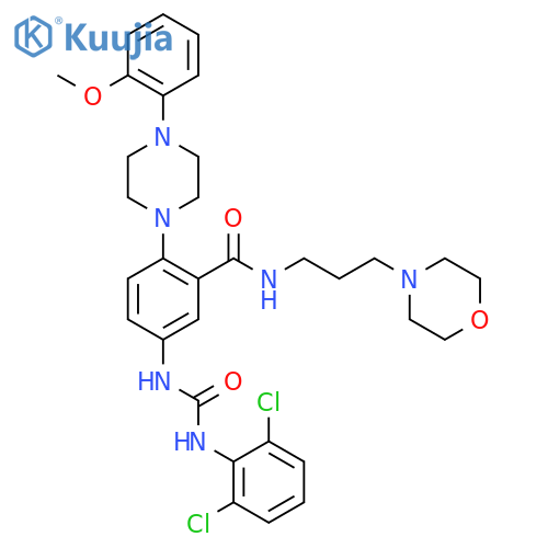 5-{[(2,6-dichlorophenyl)carbamoyl]amino}-2-[4-(2-methoxyphenyl)piperazin-1-yl]-N-(3-morpholin-4-ylpropyl)benzamide structure