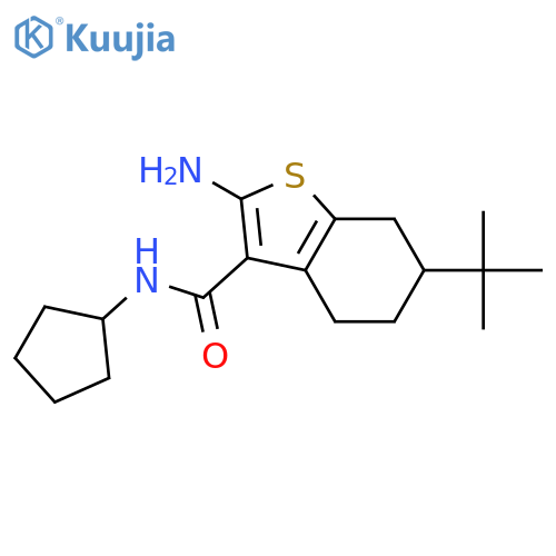 2-amino-6-tert-butyl-N-cyclopentyl-4,5,6,7-tetrahydro-1-benzothiophene-3-carboxamide structure